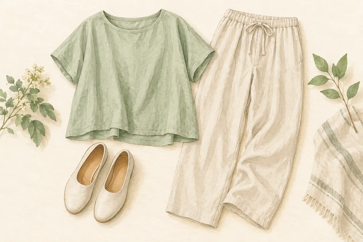 締め付けの少ない服と歩きやすい靴のイメージ
